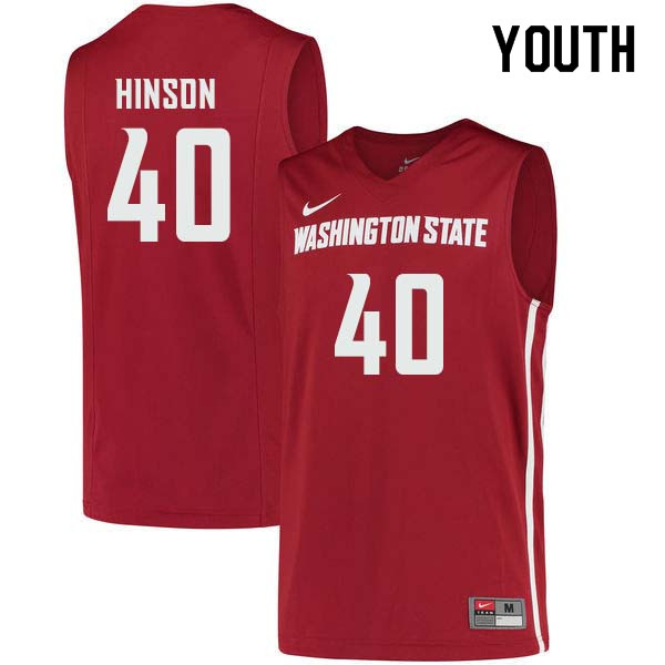 Youth #40 Kwinton Hinson Washington State Cougars College Basketball Jerseys Sale-Crimson
